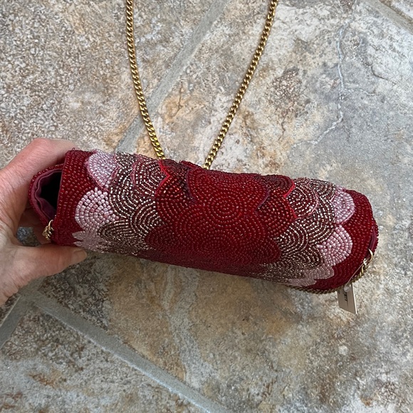 Anthropologie Beaded Petal Clutch Shoulder Bag NWT